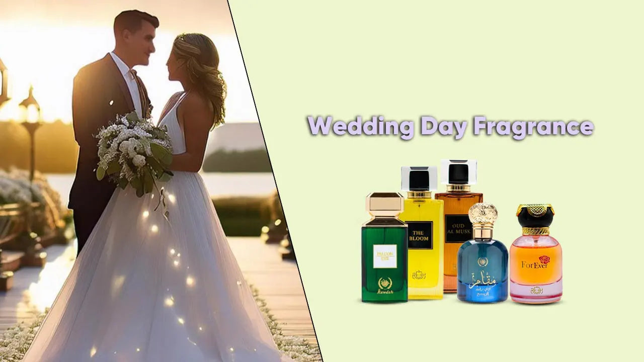 Weeding day perfume collection with bride and groom by reeh al madinah