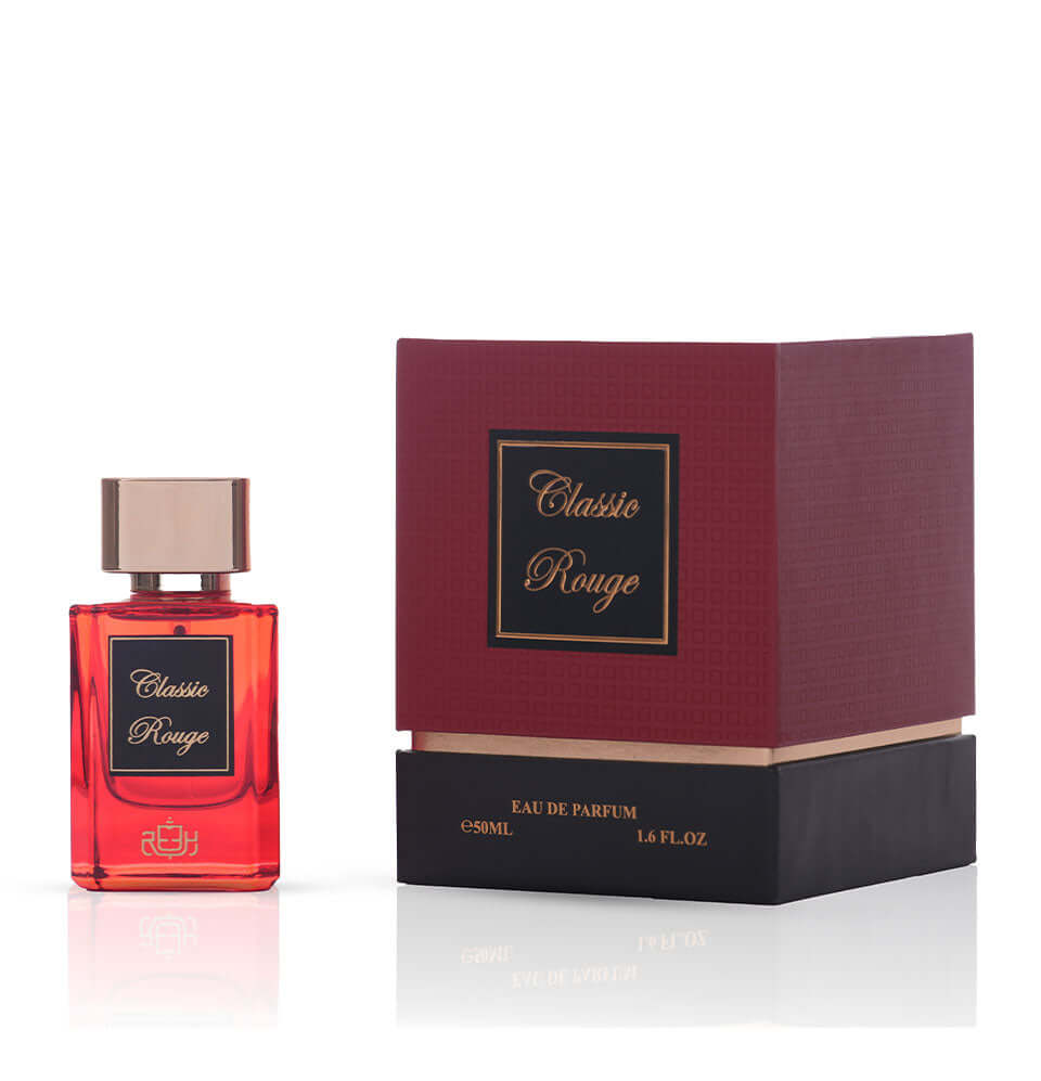Classic Rouge by Reeh Al Madinah elegant fragrance bottle and box, perfect for day and evening wear.