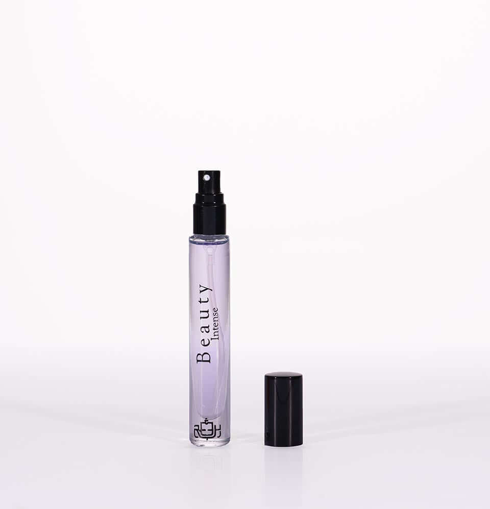 Miniature fragrance gift set for women featuring Beauty Intense perfume in a sleek spray bottle.