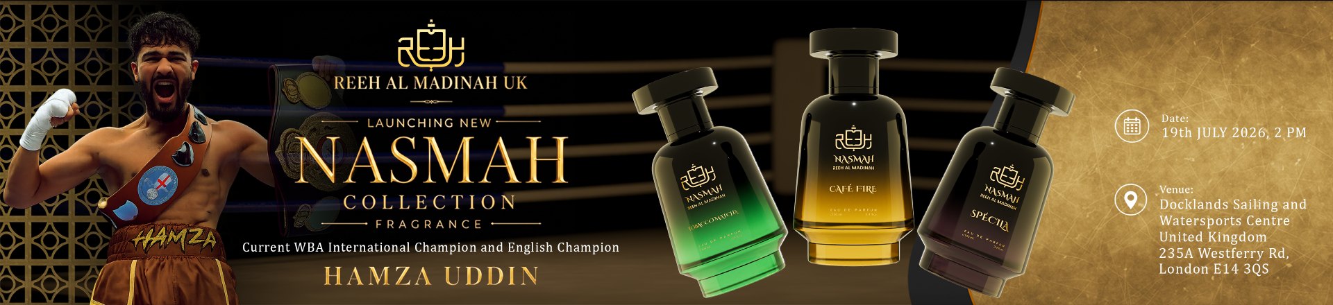 Reeh Al Madinah to Unveil Five New Nasmah Eau de Parfum at London Launch with Champion Boxer Hamza Uddin